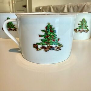 Vintage Christmas Tree China Mugs - set of 7